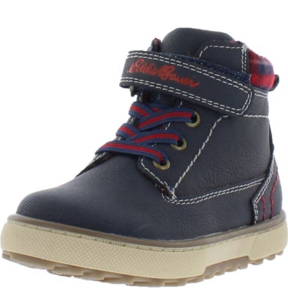 Eddie Bauer Little Boy’s Silver Street Boots Navy Blue Velcro Size 8 NEW Toddler - Picture 1 of 3